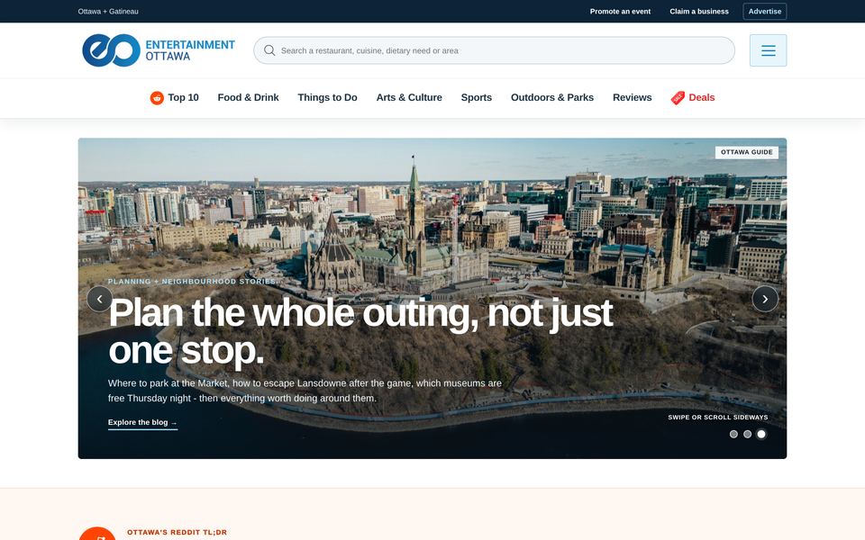 Entertainment Ottawa homepage