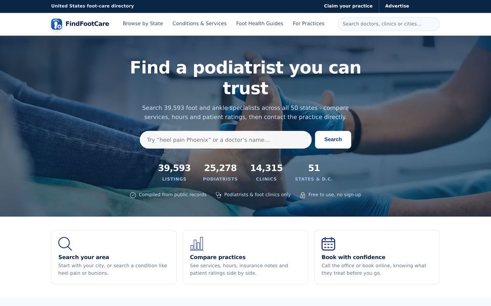 FindFootCare homepage