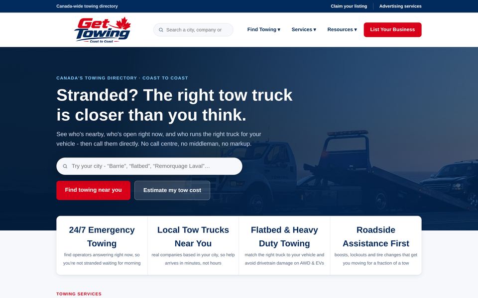 Get Towing homepage
