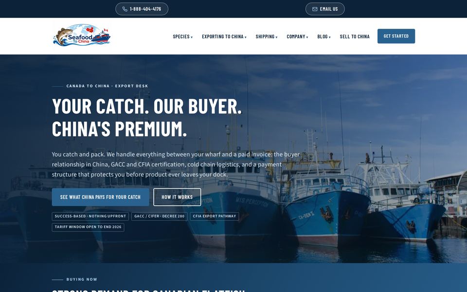 Seafood to China homepage