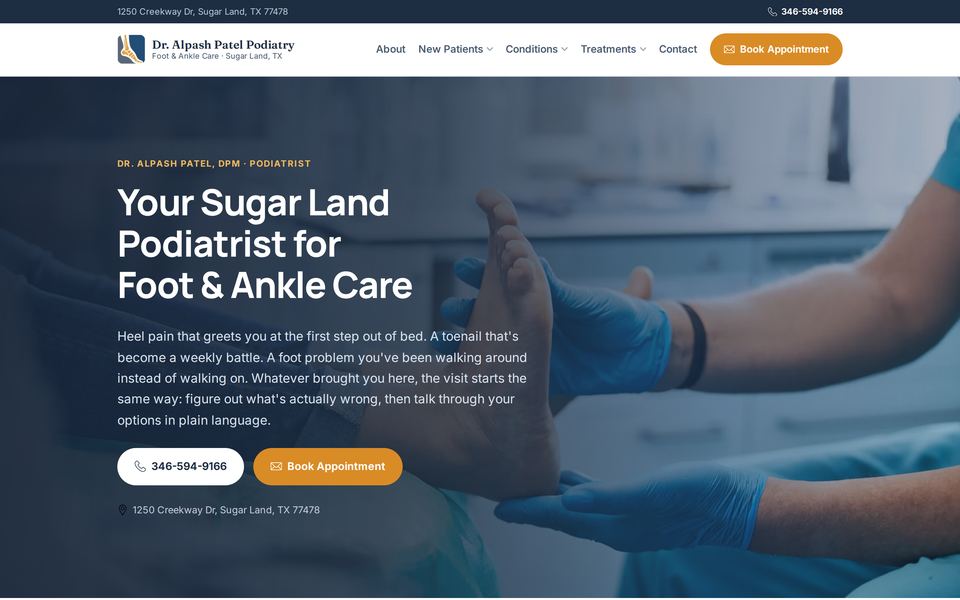 Dr. Alpash Patel Podiatry homepage