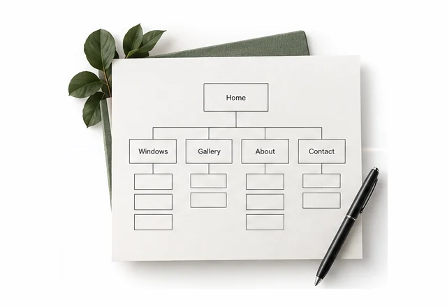 A sitemap sketch with a pen