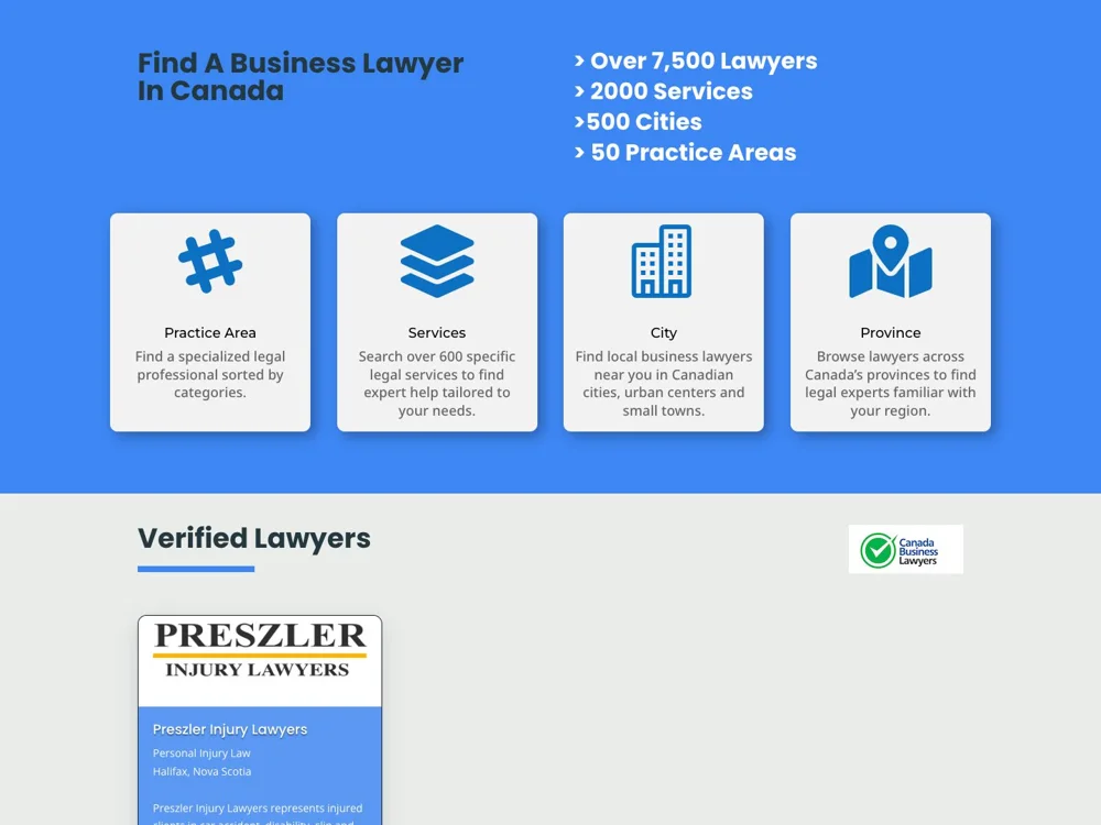 Canada Business Lawyers: Create a local discovery route.