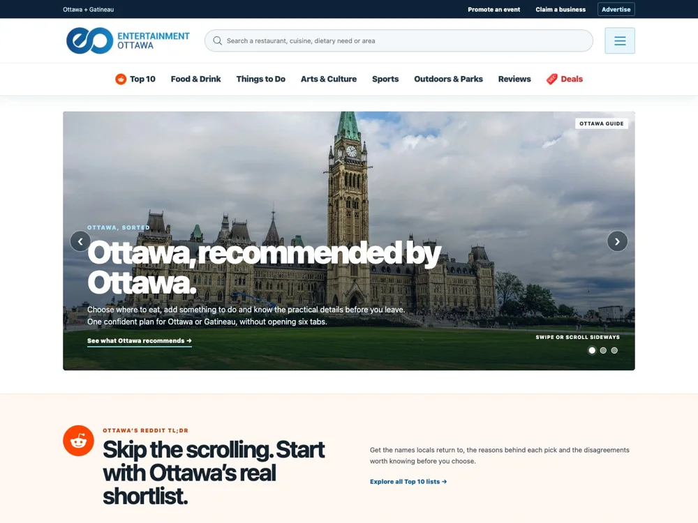 Entertainment Ottawa: Lead with the plan.