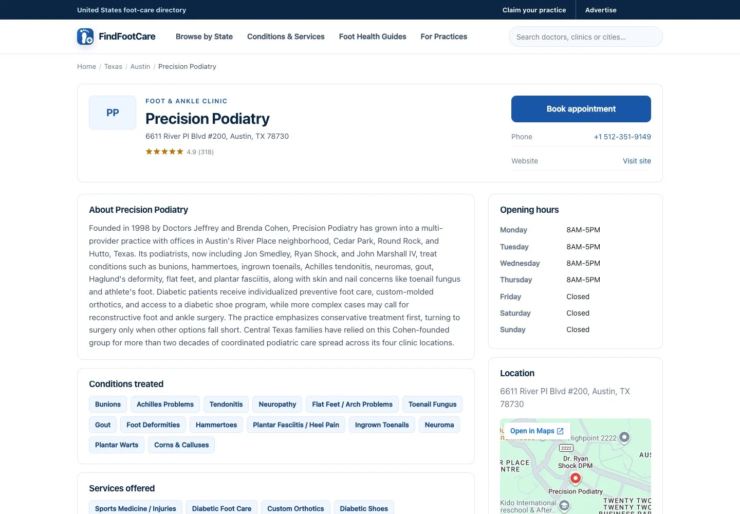 FindFootCare: Inside a listing