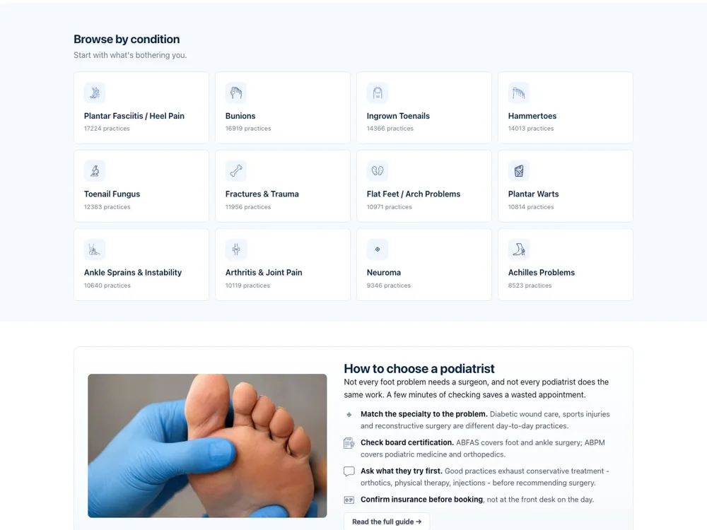 FindFootCare: Use the patient’s starting point.