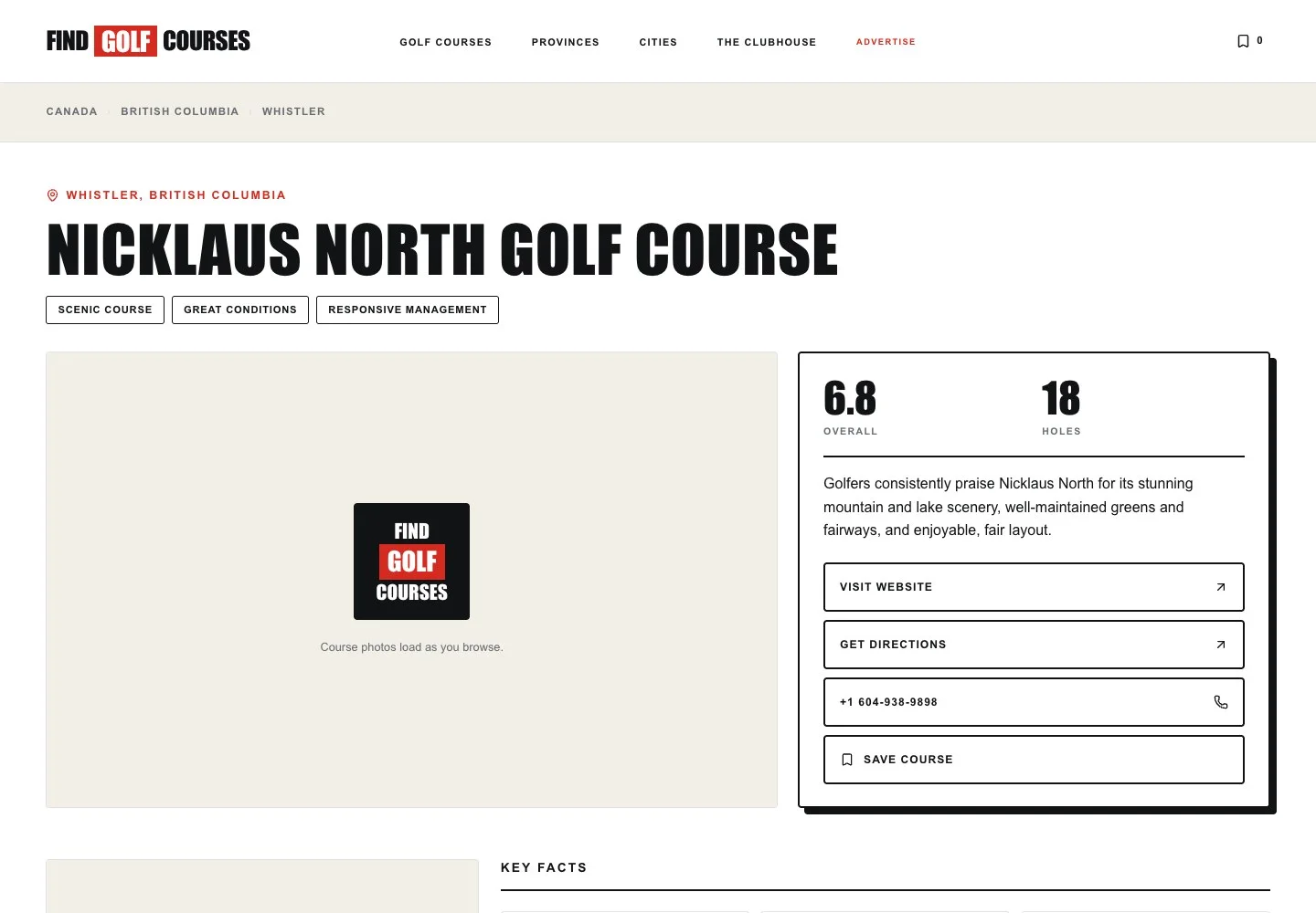 Find Golf Courses: Inside a listing