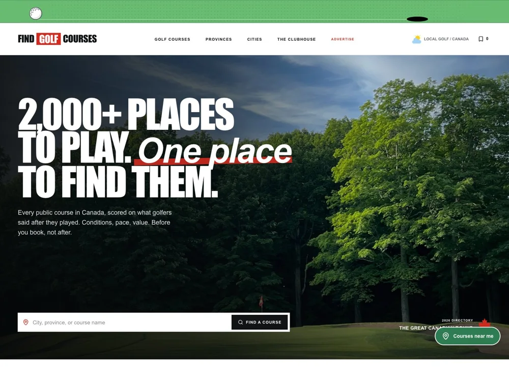 Find Golf Courses: Start with a place to play.
