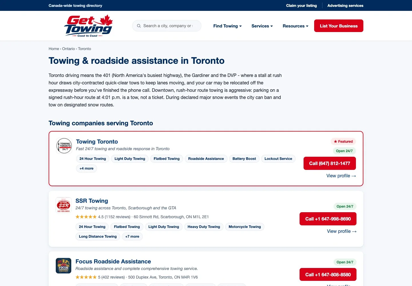 Get Towing: Browse the directory