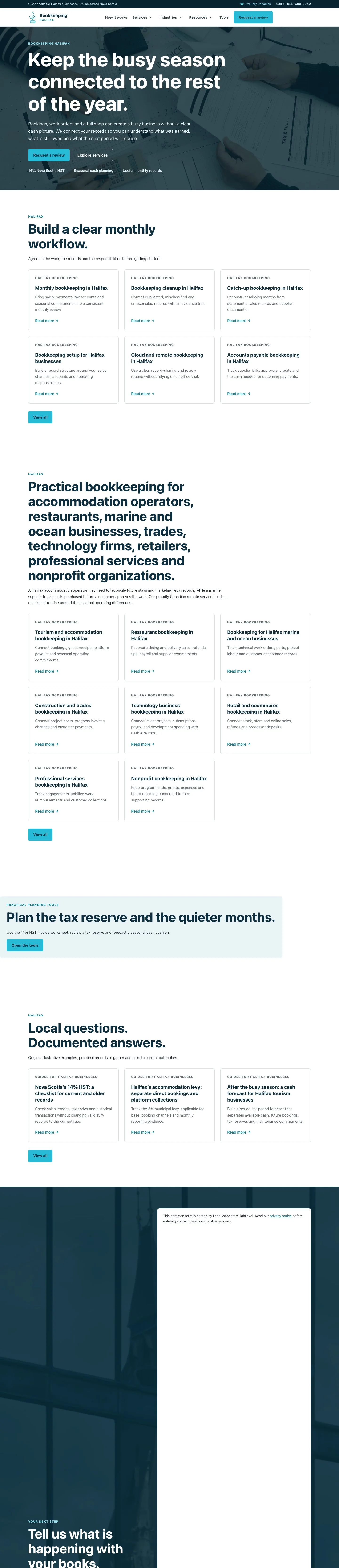 Halifax Bookkeeping full homepage