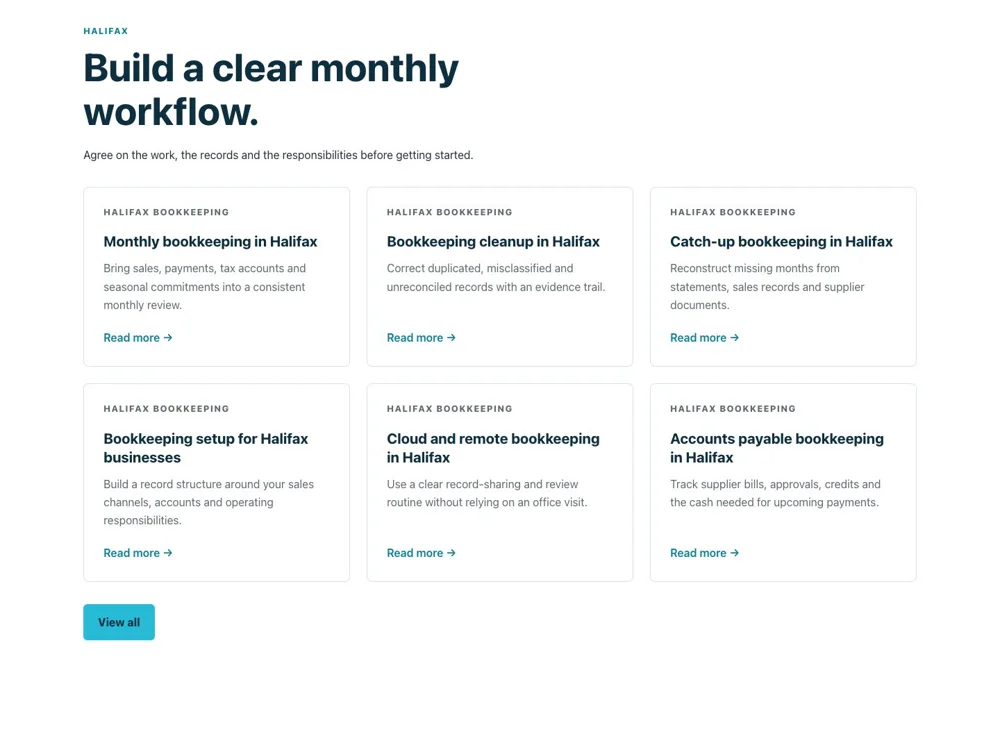 Halifax Bookkeeping: Make the workflow visible.