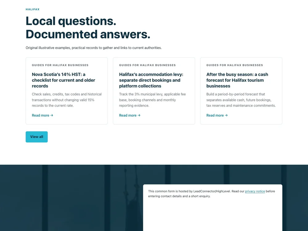 Halifax Bookkeeping: Make local advice discoverable.