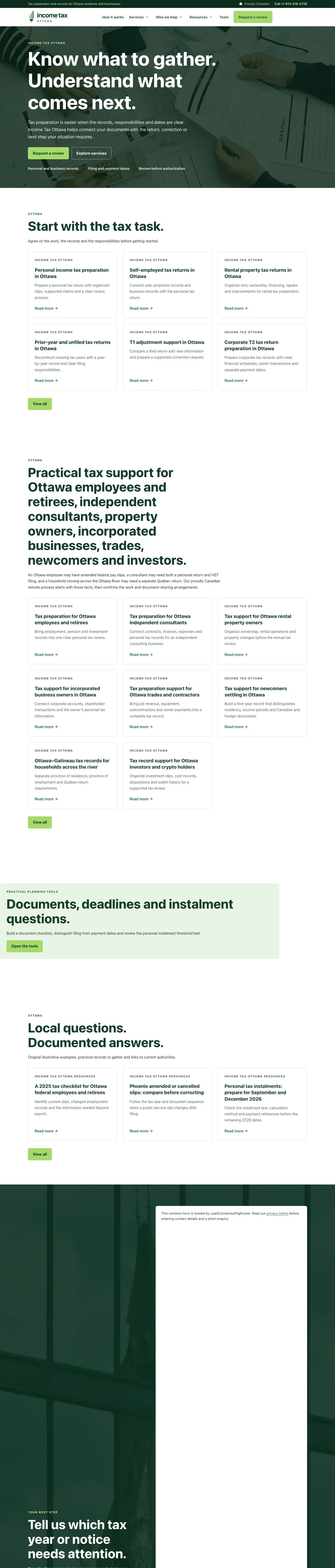 Income Tax Ottawa full homepage