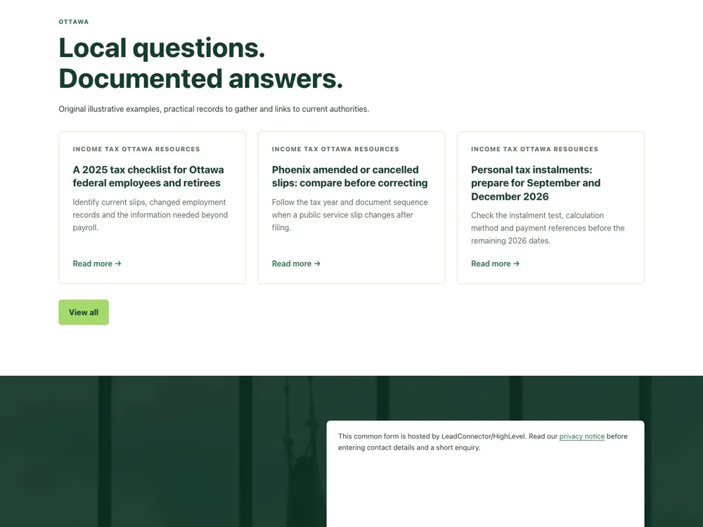 Income Tax Ottawa: Answer local questions.