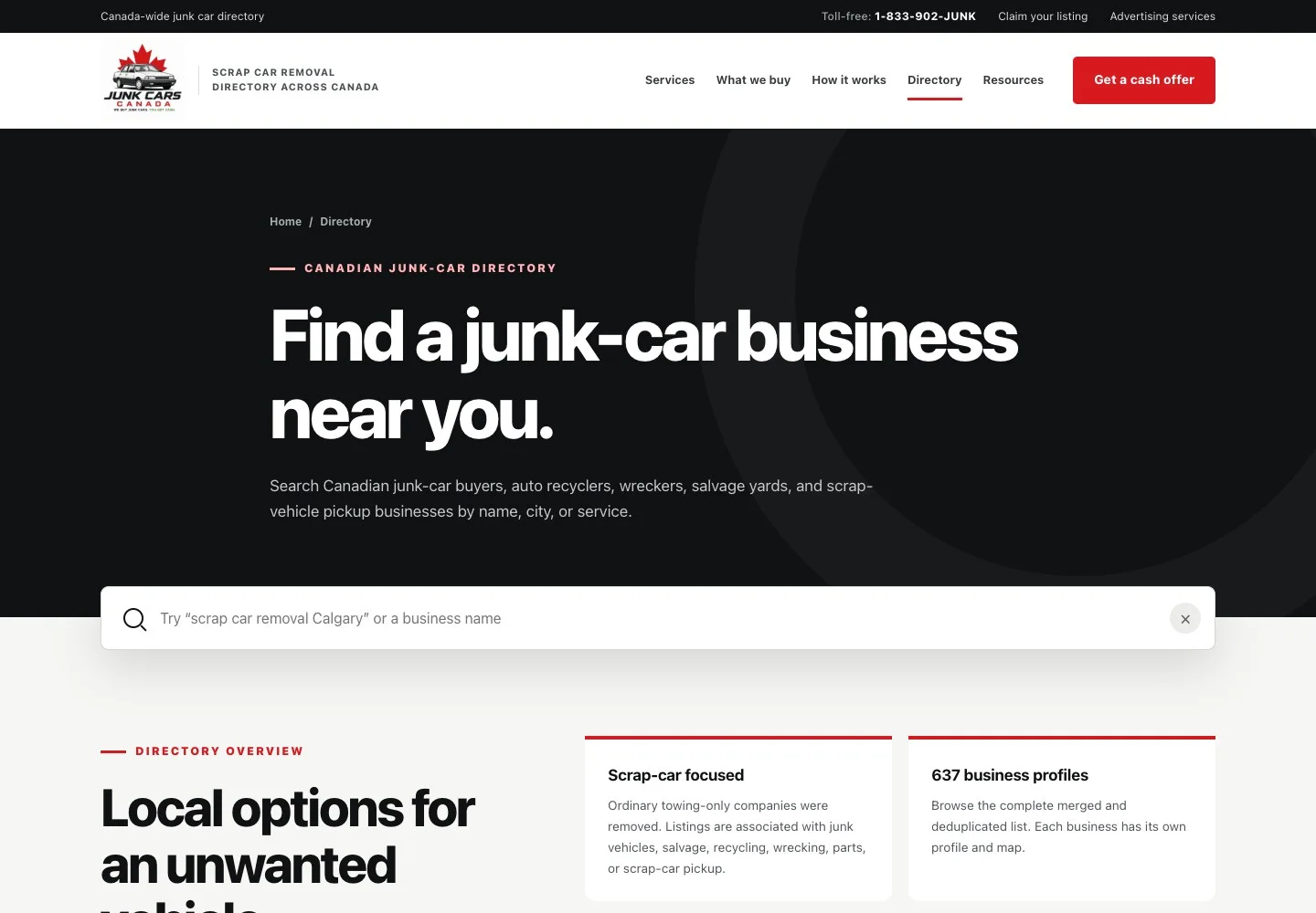 Junk Cars Canada: Browse the directory
