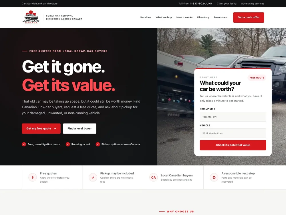 Junk Cars Canada: Connect removal with value.