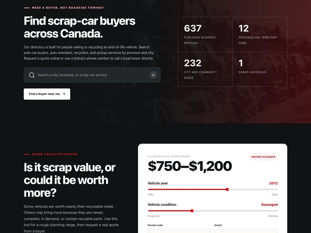 Junk Cars Canada: Bring the search closer to home.