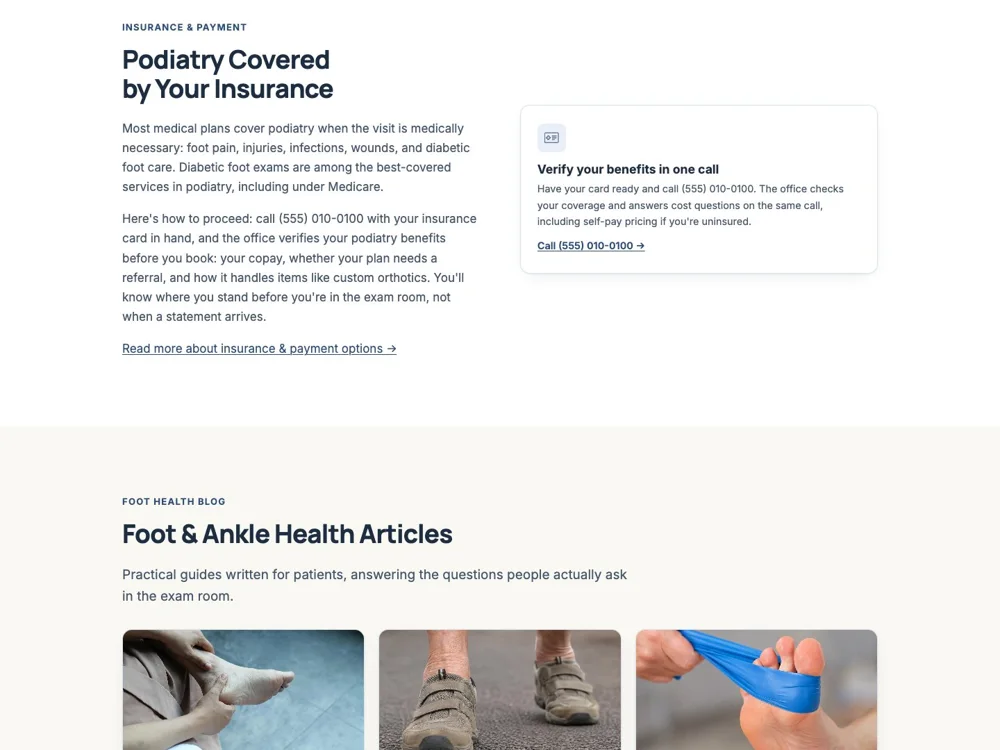 Meadowbrook Podiatry: Address the practical questions.