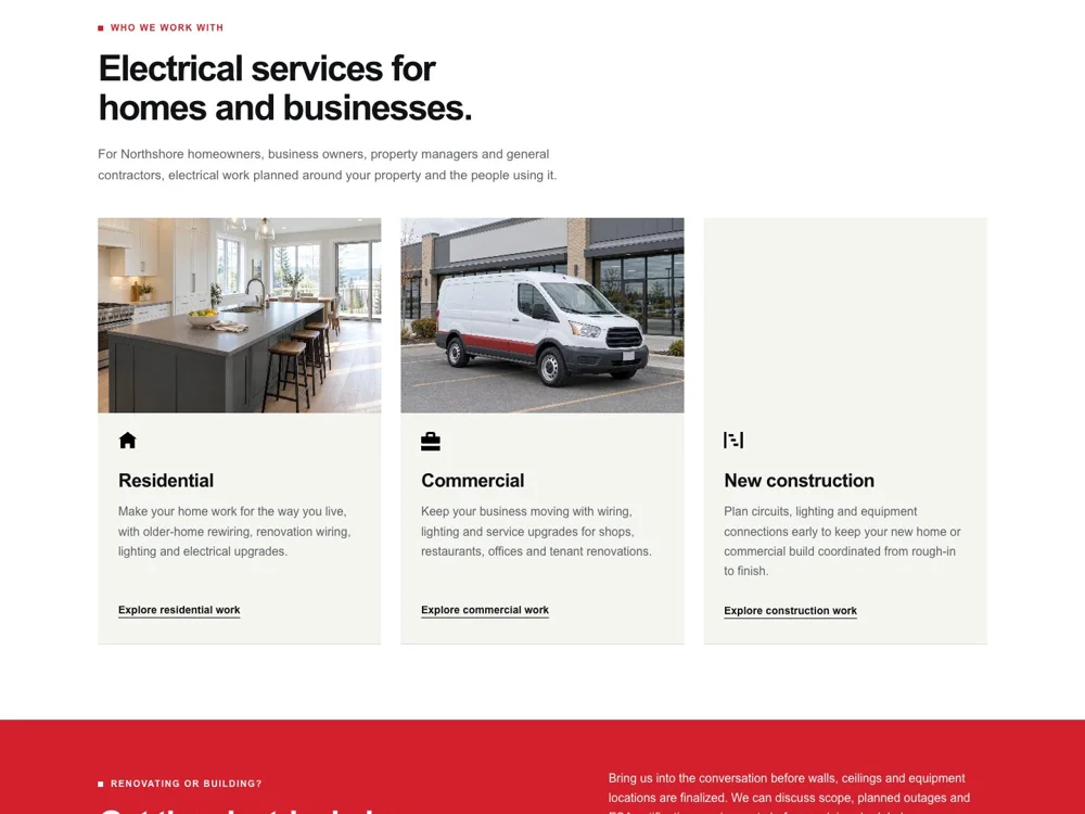 Northfield Electric: Separate the service needs.