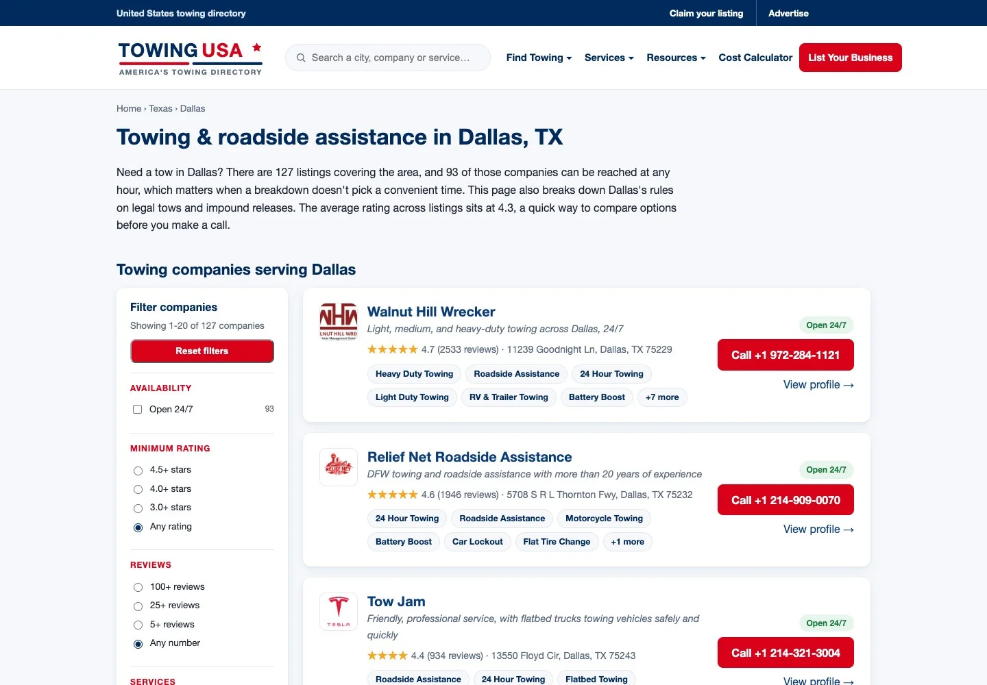 Towing USA: Browse the directory