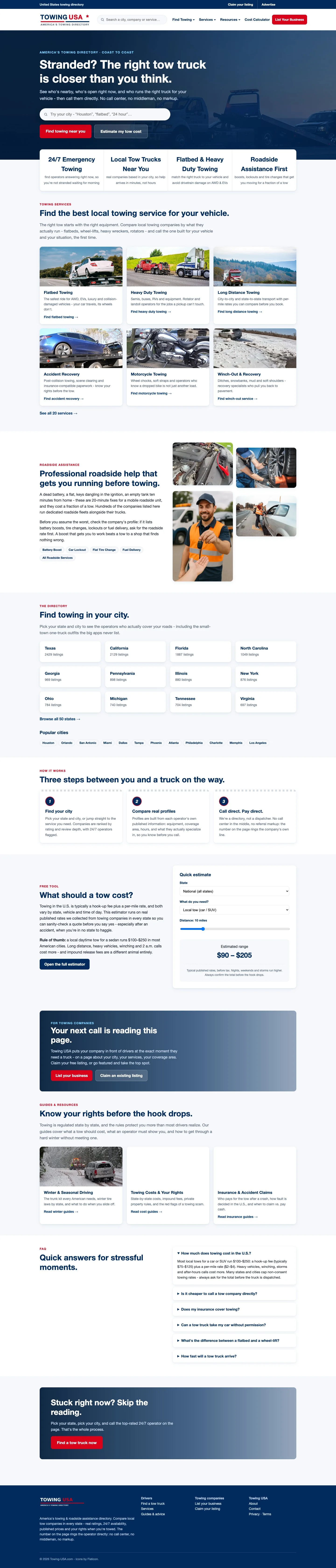 Towing USA full homepage
