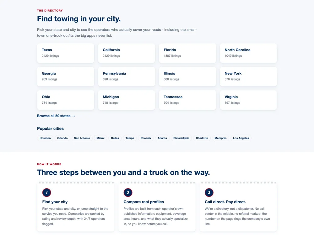 Towing USA: Make local browsing straightforward.